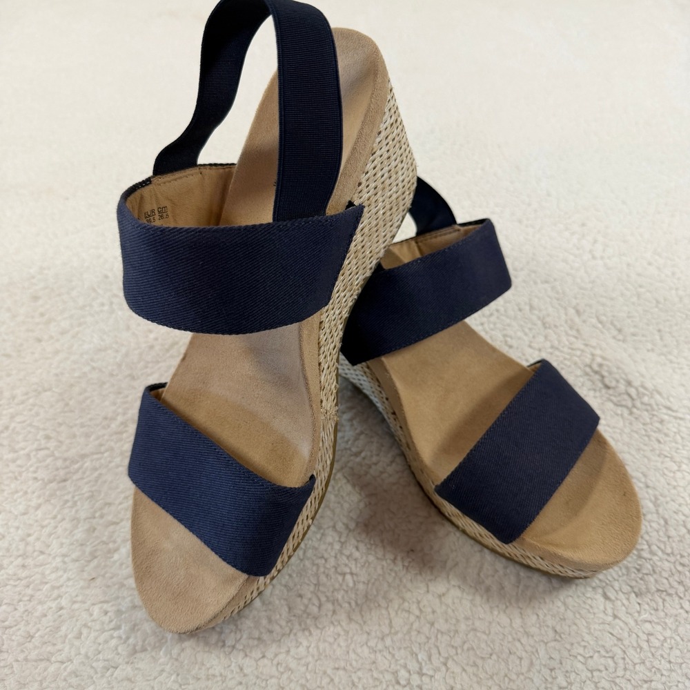 LifeStride Delta Wedge Sandals Women 9.5M Navy Blue NWOT